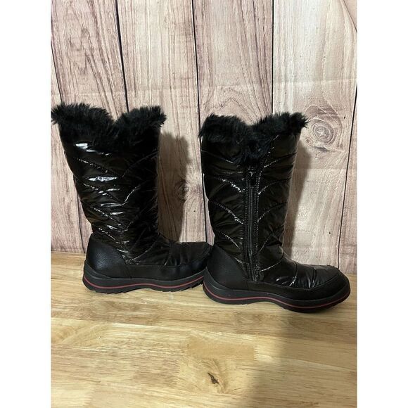 Cat & Jack Girls' Nicole Zipper Black Winter Snow Boots - Picture 3 of 8